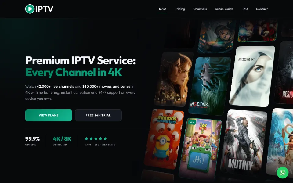 Emerald IPTV template homepage