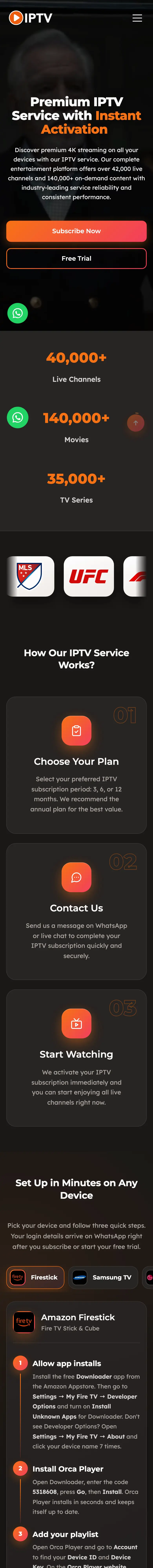 Horizon IPTV template on a phone
