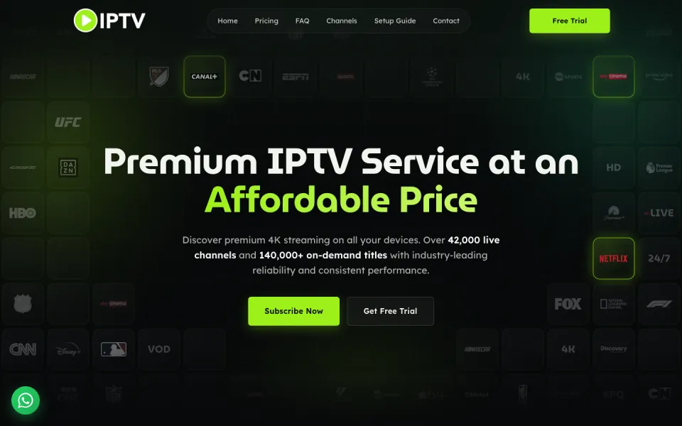 Neon IPTV template homepage