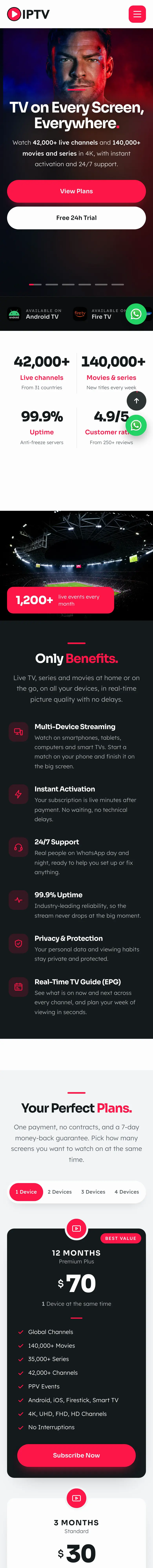 Pulse IPTV template on a phone