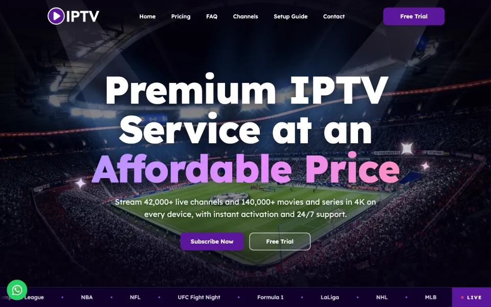 PurpleTV IPTV template homepage