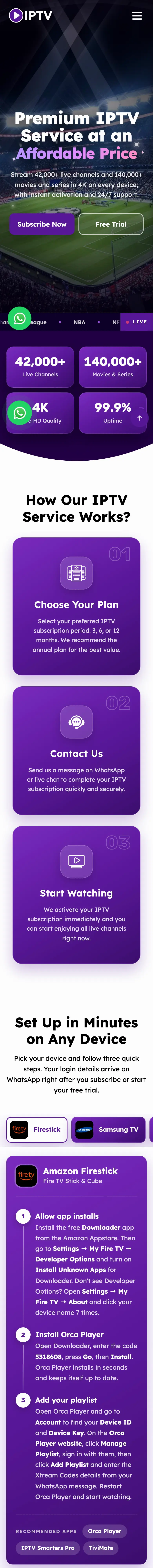 قالب IPTV PurpleTV على الهاتف