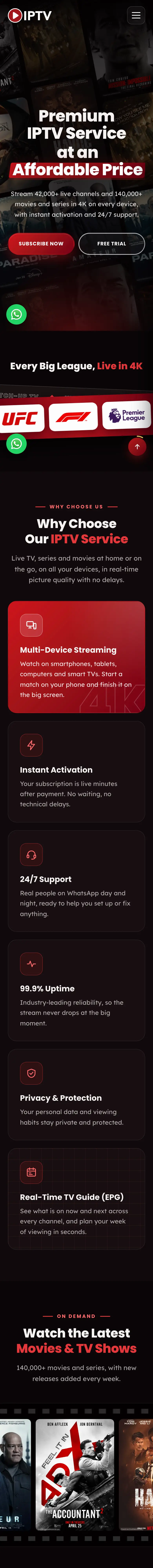 قالب IPTV Scarlet على الهاتف