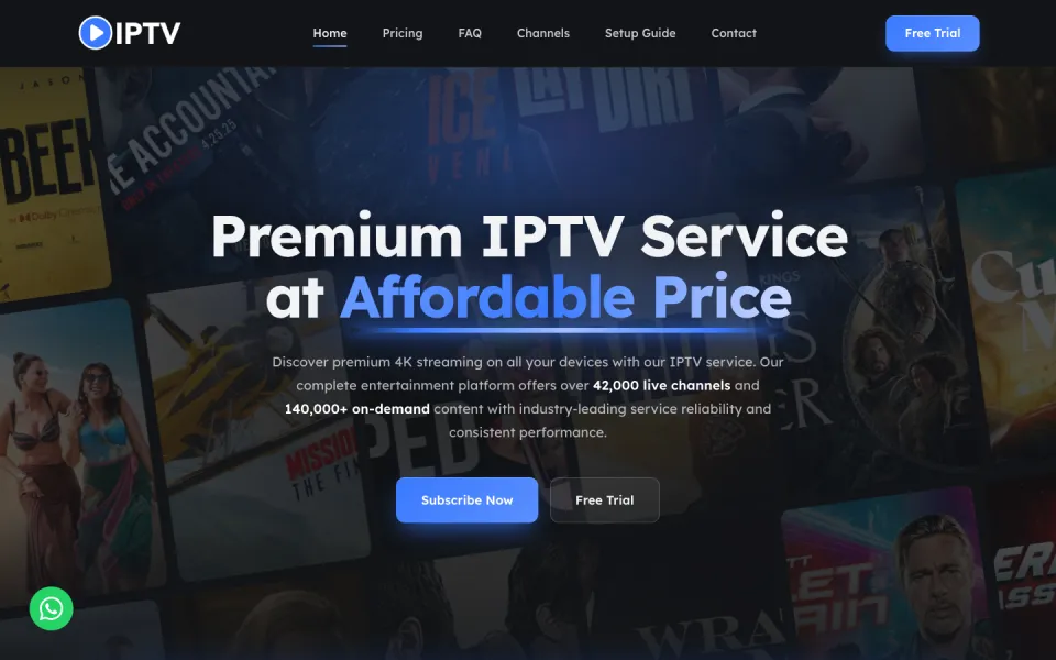 SubZero IPTV template homepage